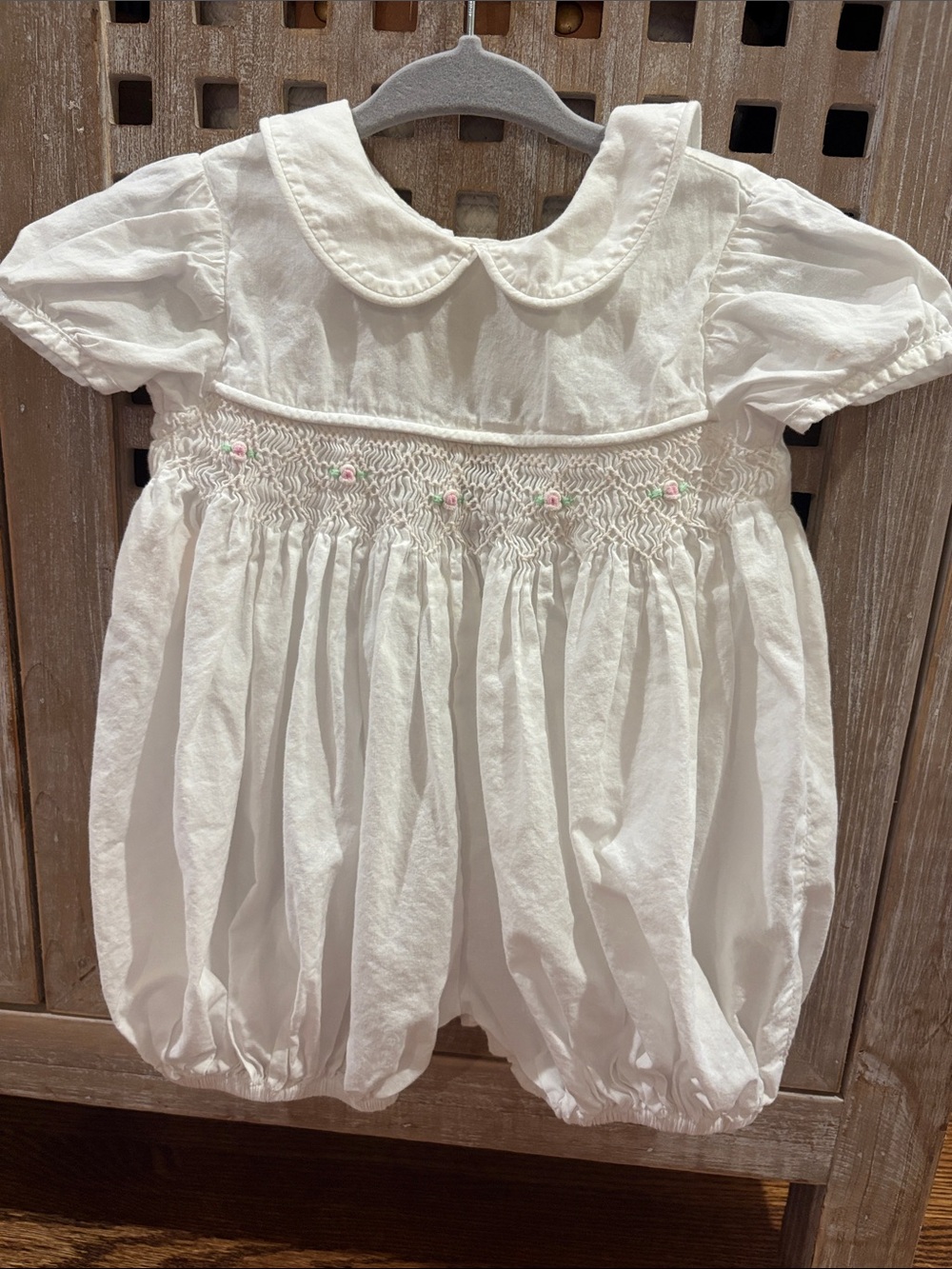 Classic White Smocked Baby One-Piece